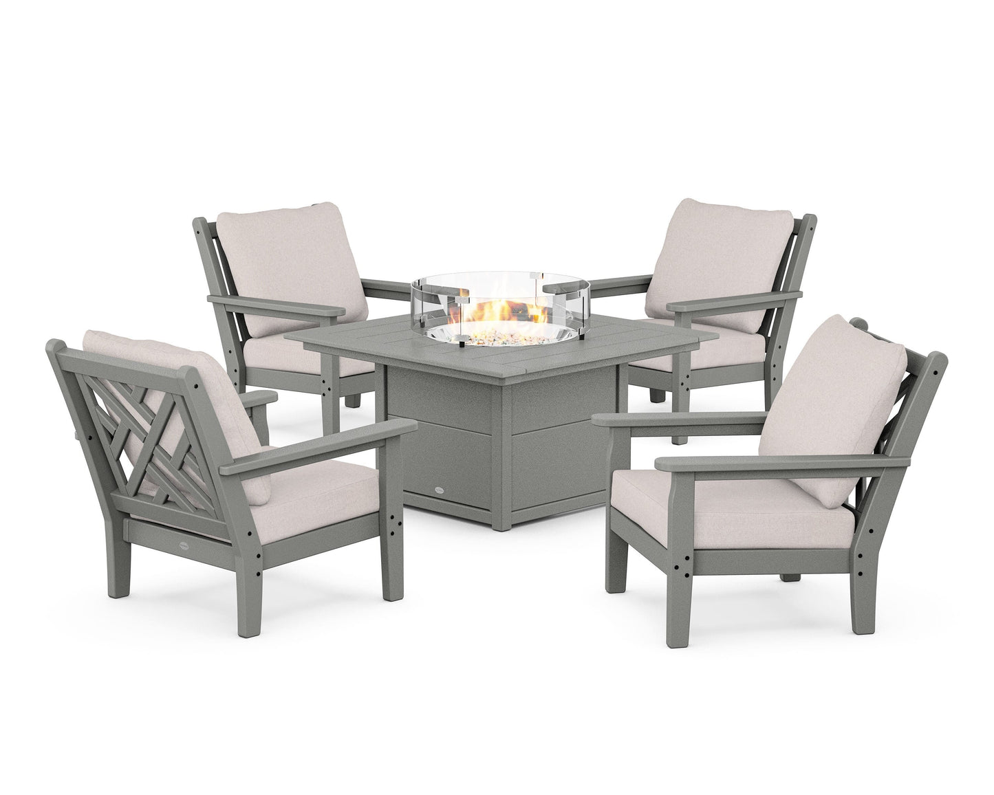 Chippendale 5-Piece Deep Seating Set with Fire Pit Table