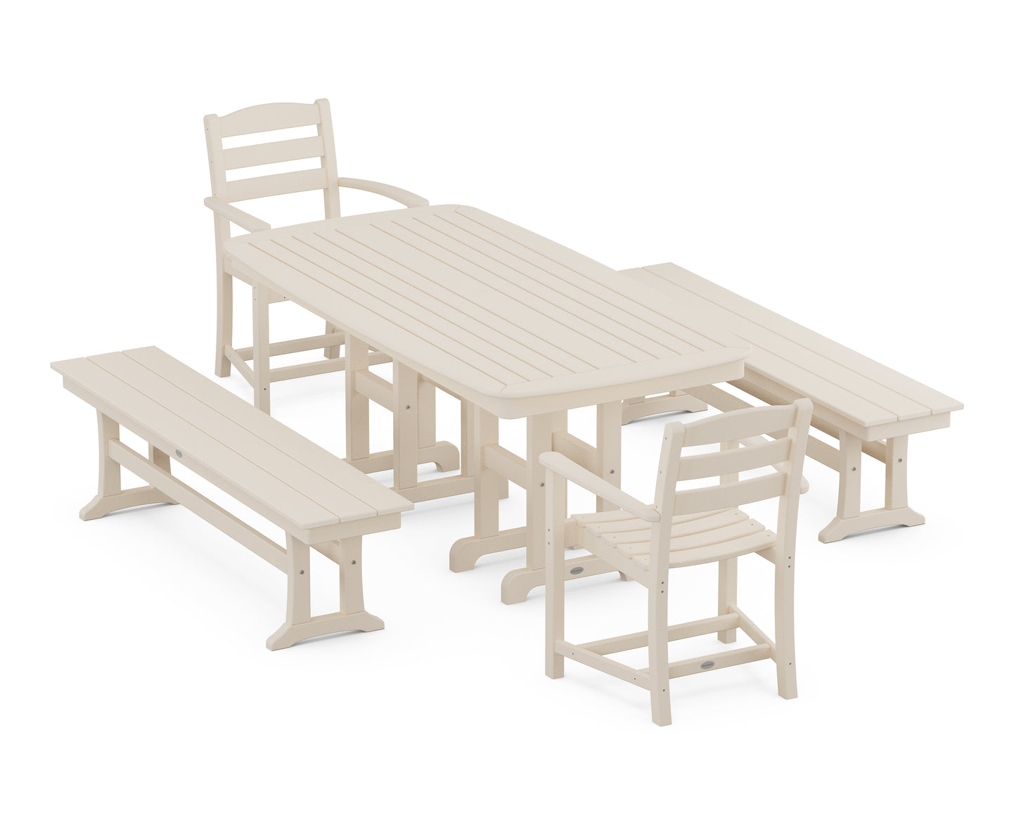 La Casa Café 5-Piece Dining Set with Benches