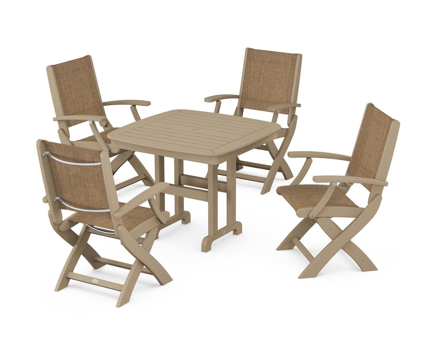 Coastal Folding Chair 5-Piece Dining Set