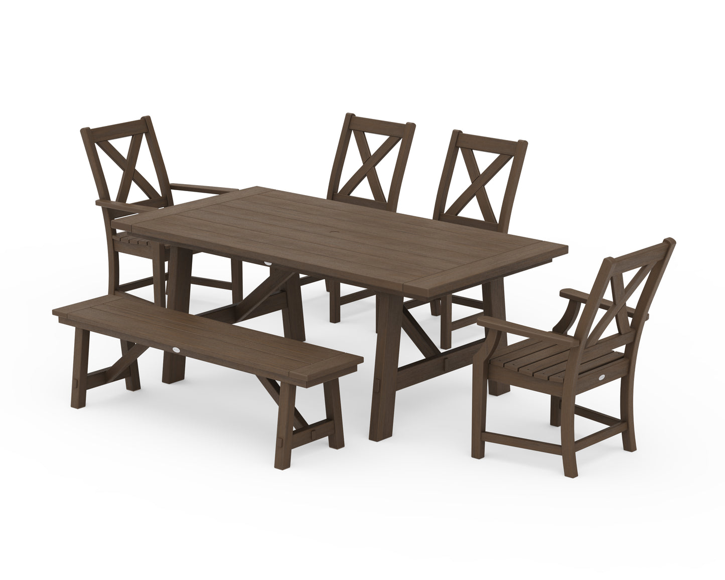 Braxton 6-Piece Rustic Farmhouse Dining Set With Trestle Legs