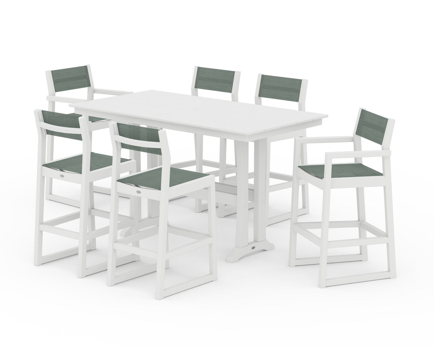 EDGE Sling 7-Piece Farmhouse Bar Set with Trestle Legs