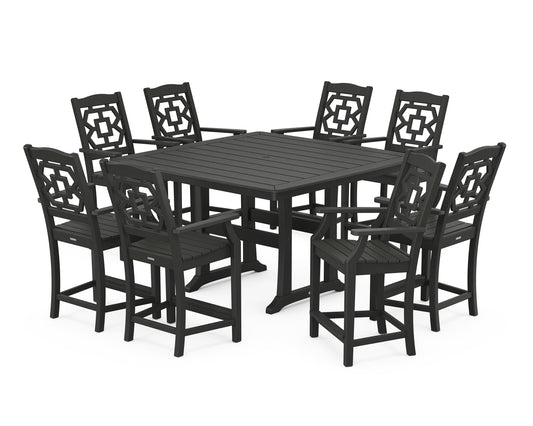 Chinoiserie 9-Piece Square Counter Set with Trestle Legs