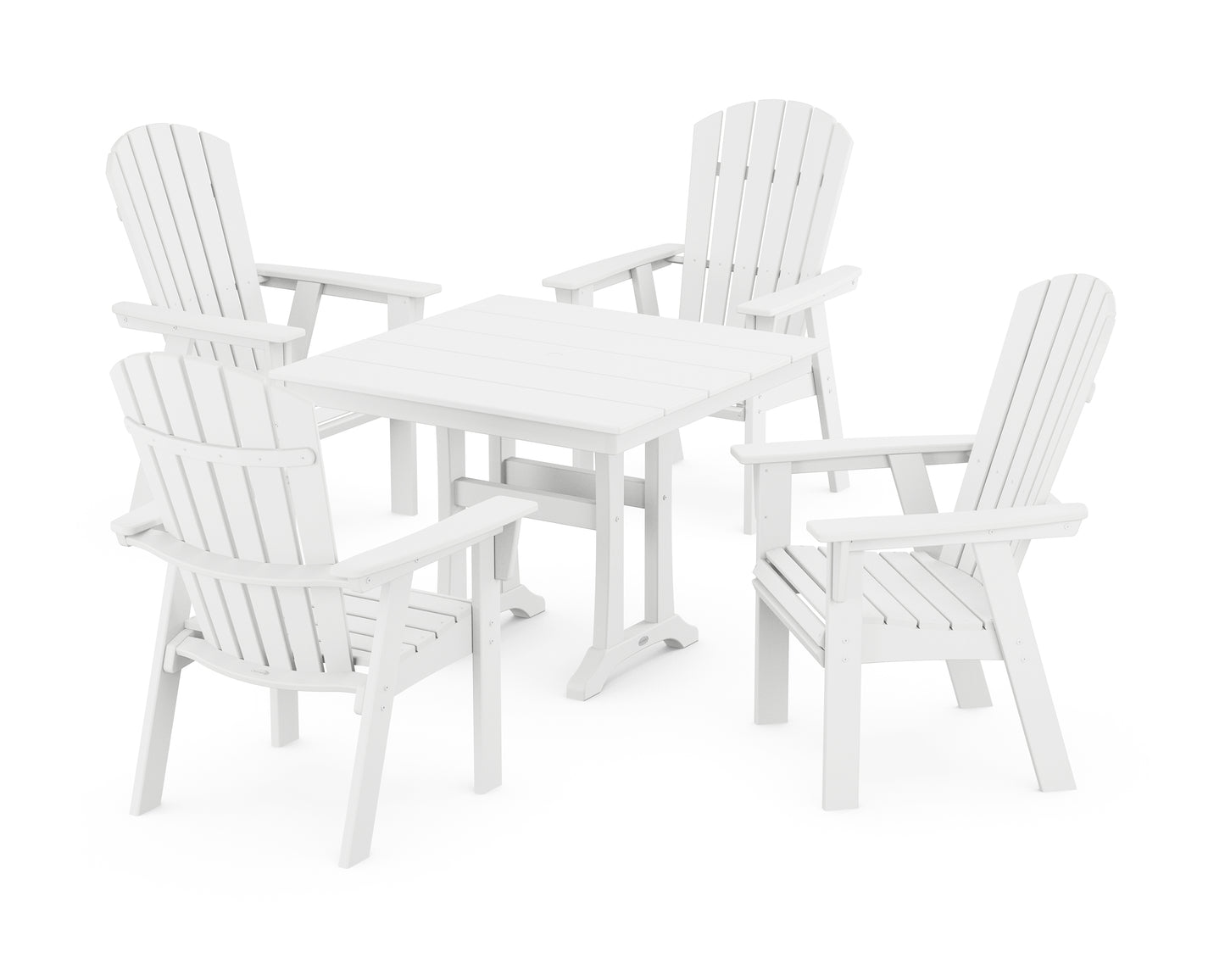 Nautical Adirondack 5-Piece Farmhouse Dining Set With Trestle Legs