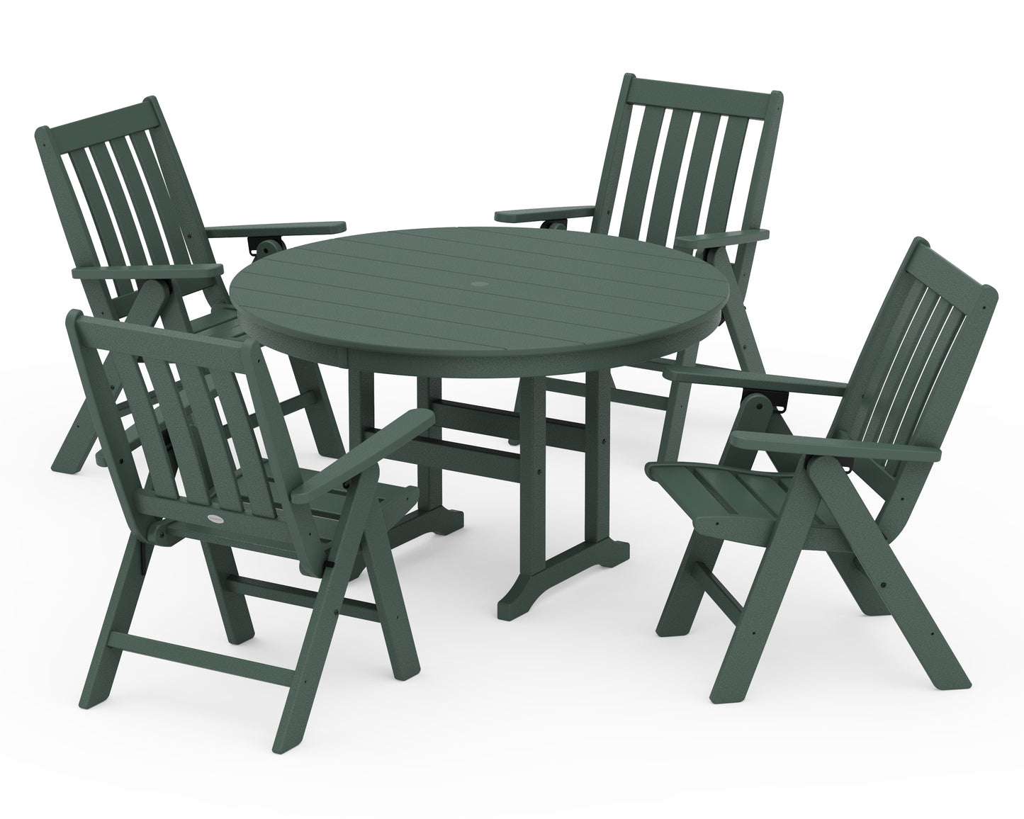 Vineyard Folding Chair 5-Piece Round Farmhouse Dining Set