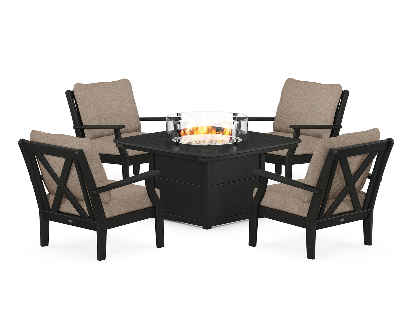 Braxton 5-Piece Deep Seating Conversation Set with Fire Pit Table