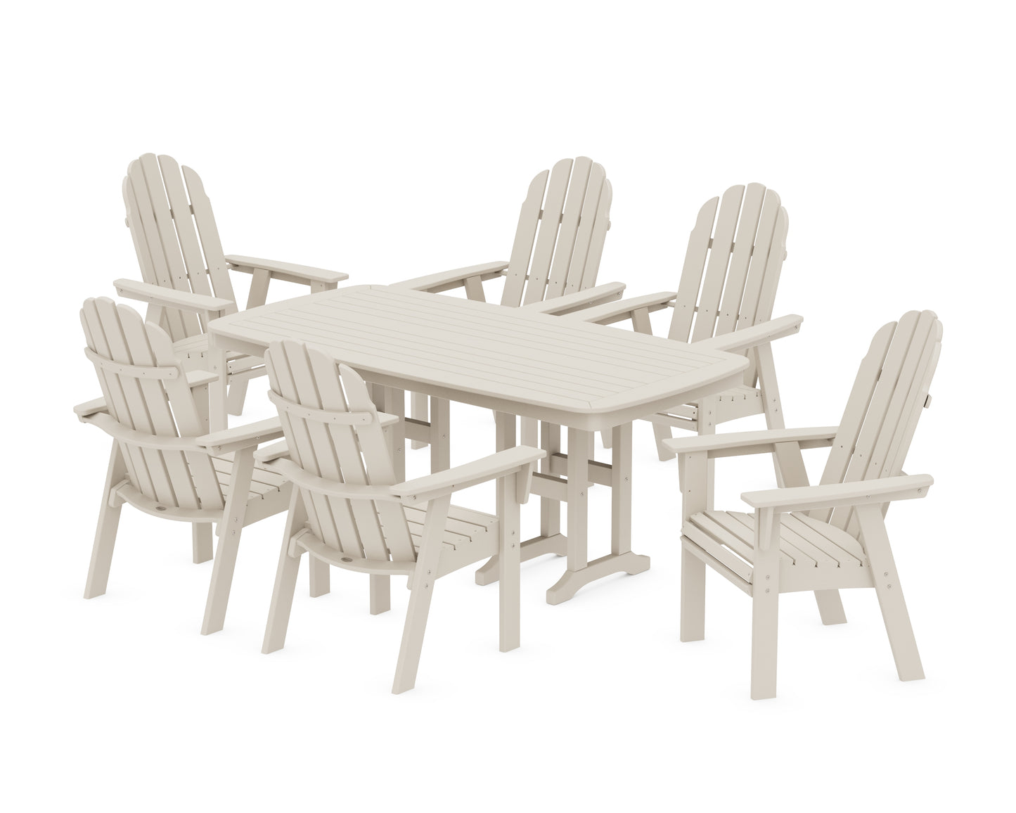 Vineyard Curveback Adirondack Chair 7-Piece Dining Set
