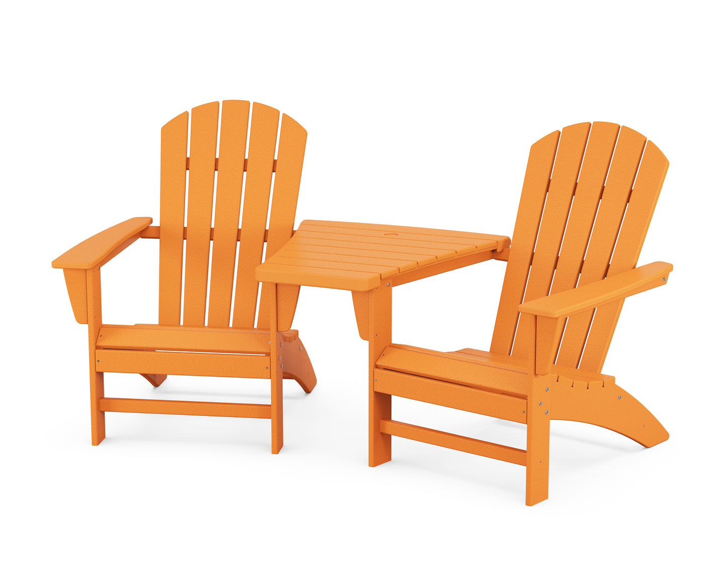 Nautical 3-Piece Adirondack Set with Angled Connecting Table