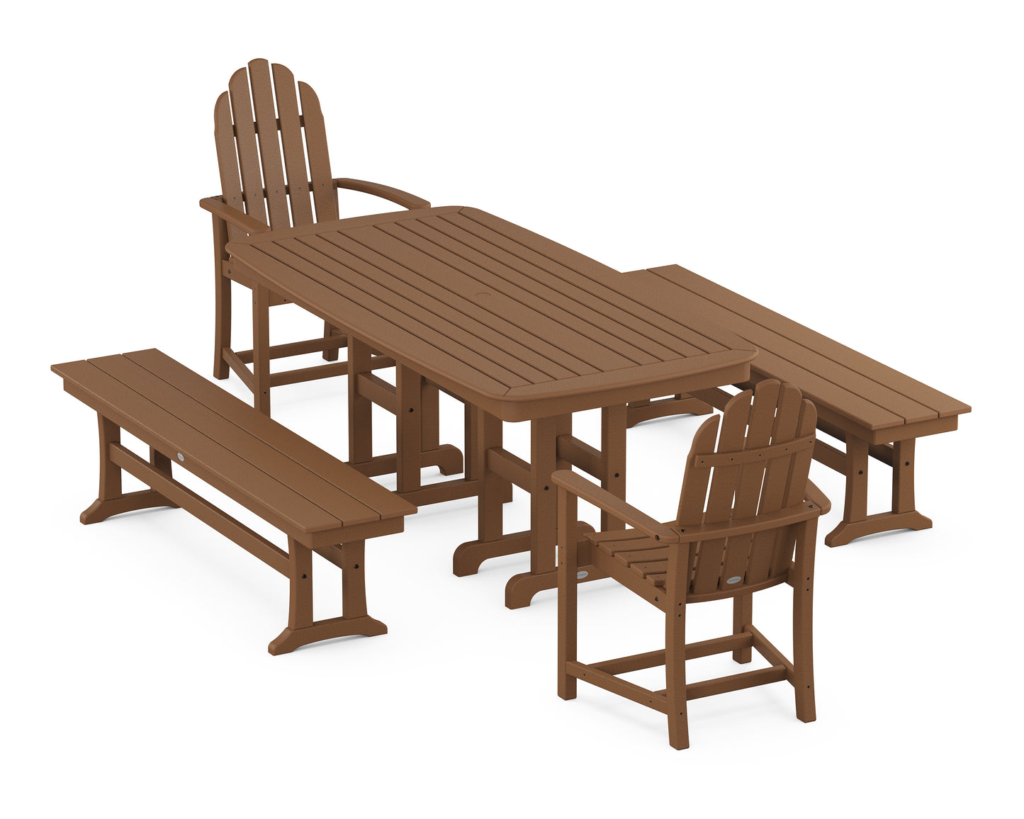 Classic Adirondack 5-Piece Dining Set with Benches