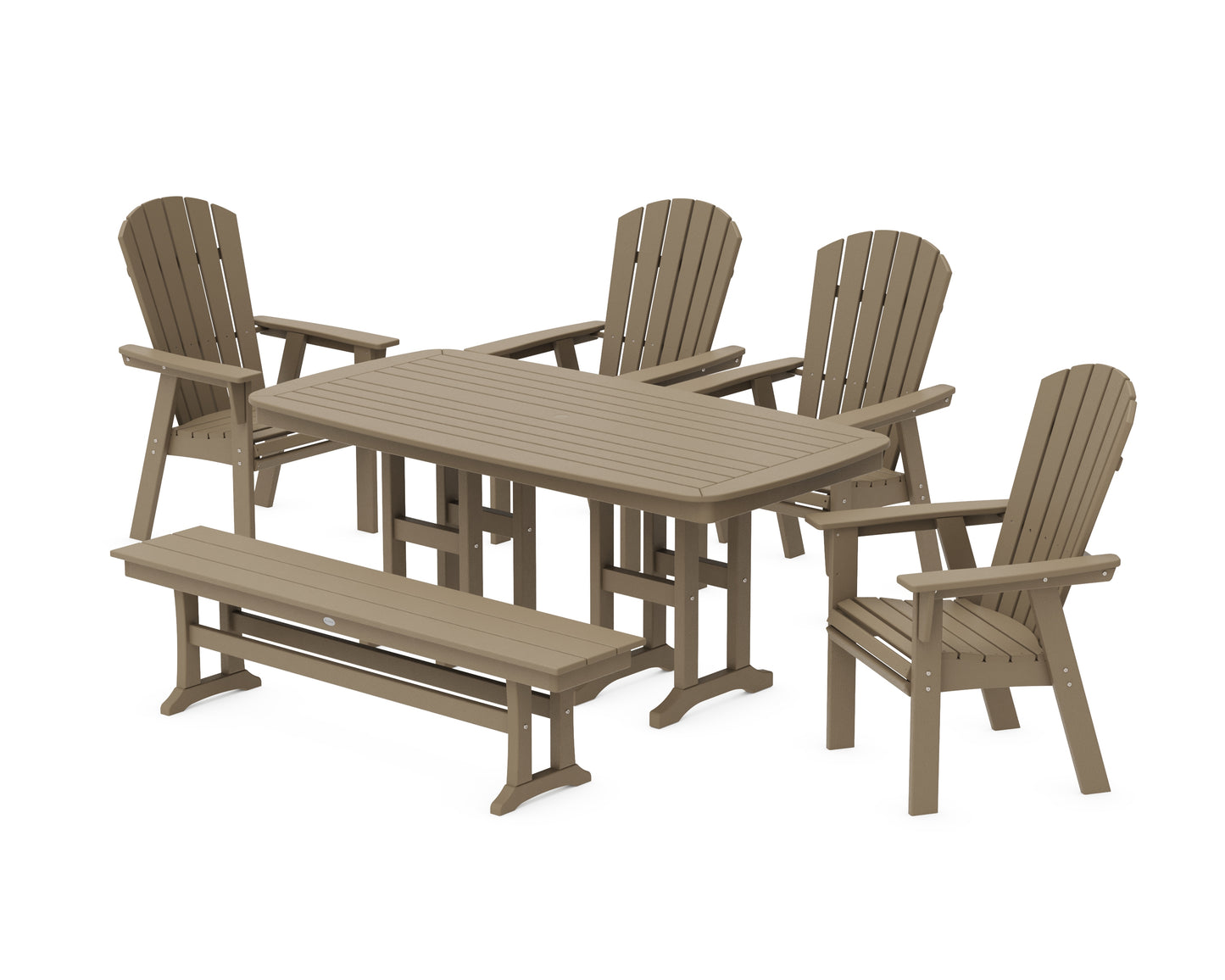 Nautical Curveback Adirondack 6-Piece Dining Set with Bench