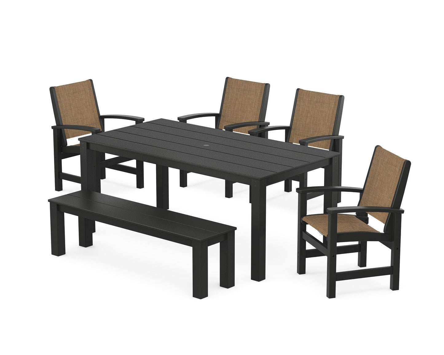Coastal 6-Piece Parsons Dining Set with Bench