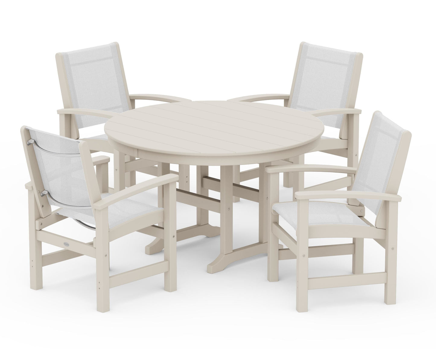 Coastal 5-Piece Round Farmhouse Dining Set