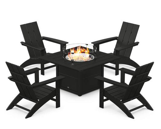 Modern 5-Piece Adirondack Chair Conversation Set with Fire Pit Table
