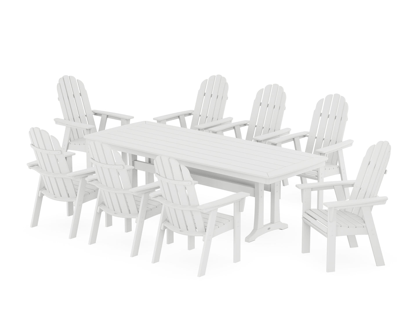 Vineyard Curveback Adirondack 9-Piece Dining Set with Trestle Legs