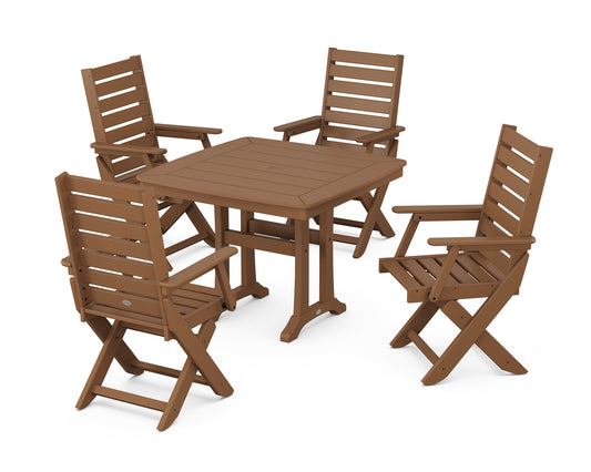 Captain Folding Chair 5-Piece Dining Set with Trestle Legs