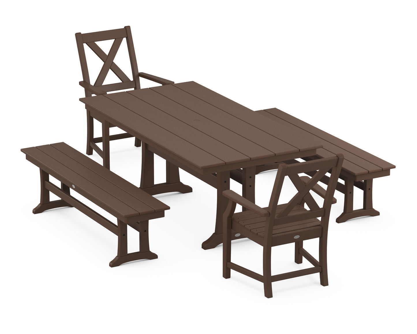 Braxton 5-Piece Farmhouse Dining Set With Trestle Legs