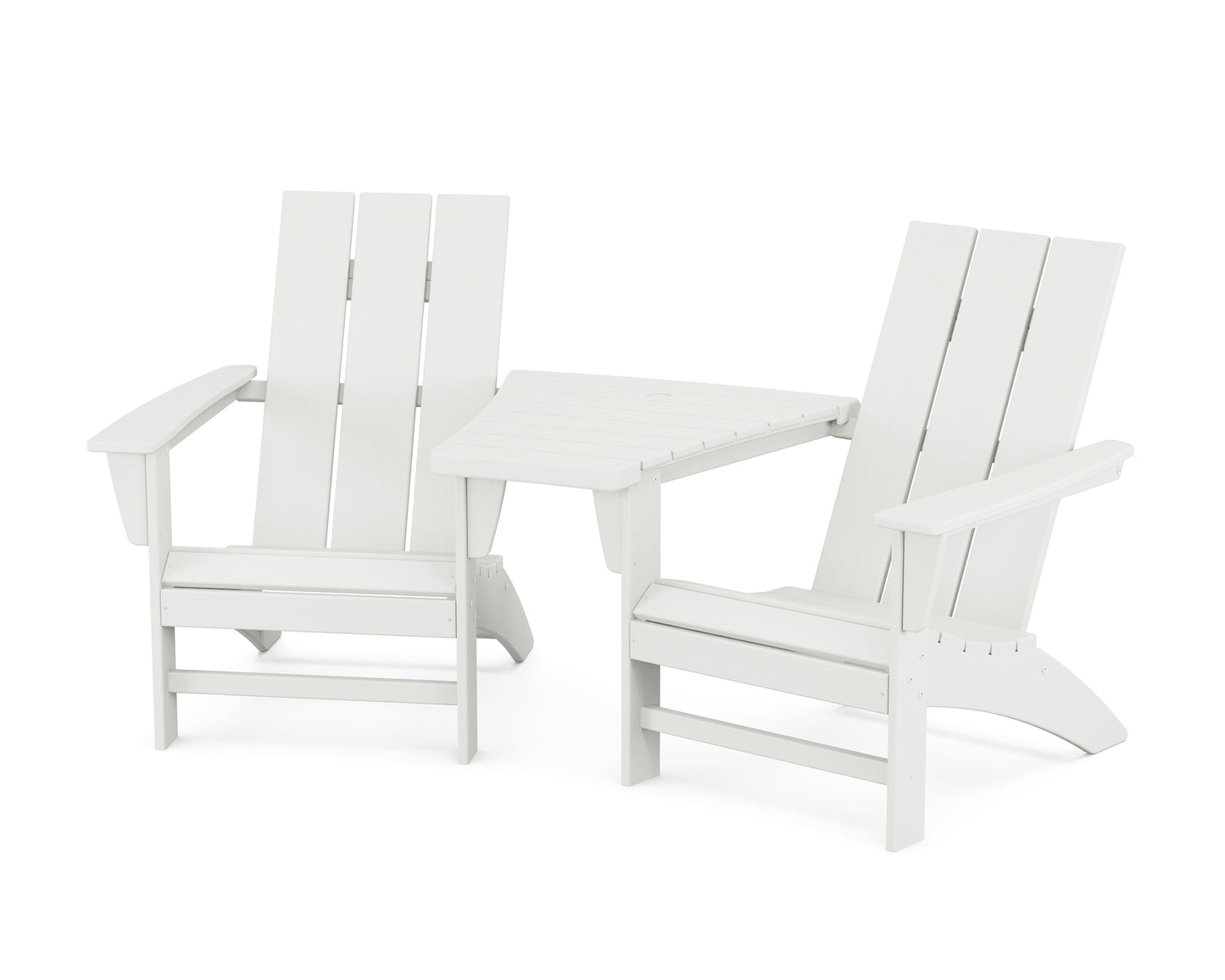 Modern 3-Piece Adirondack Set with Angled Connecting Table