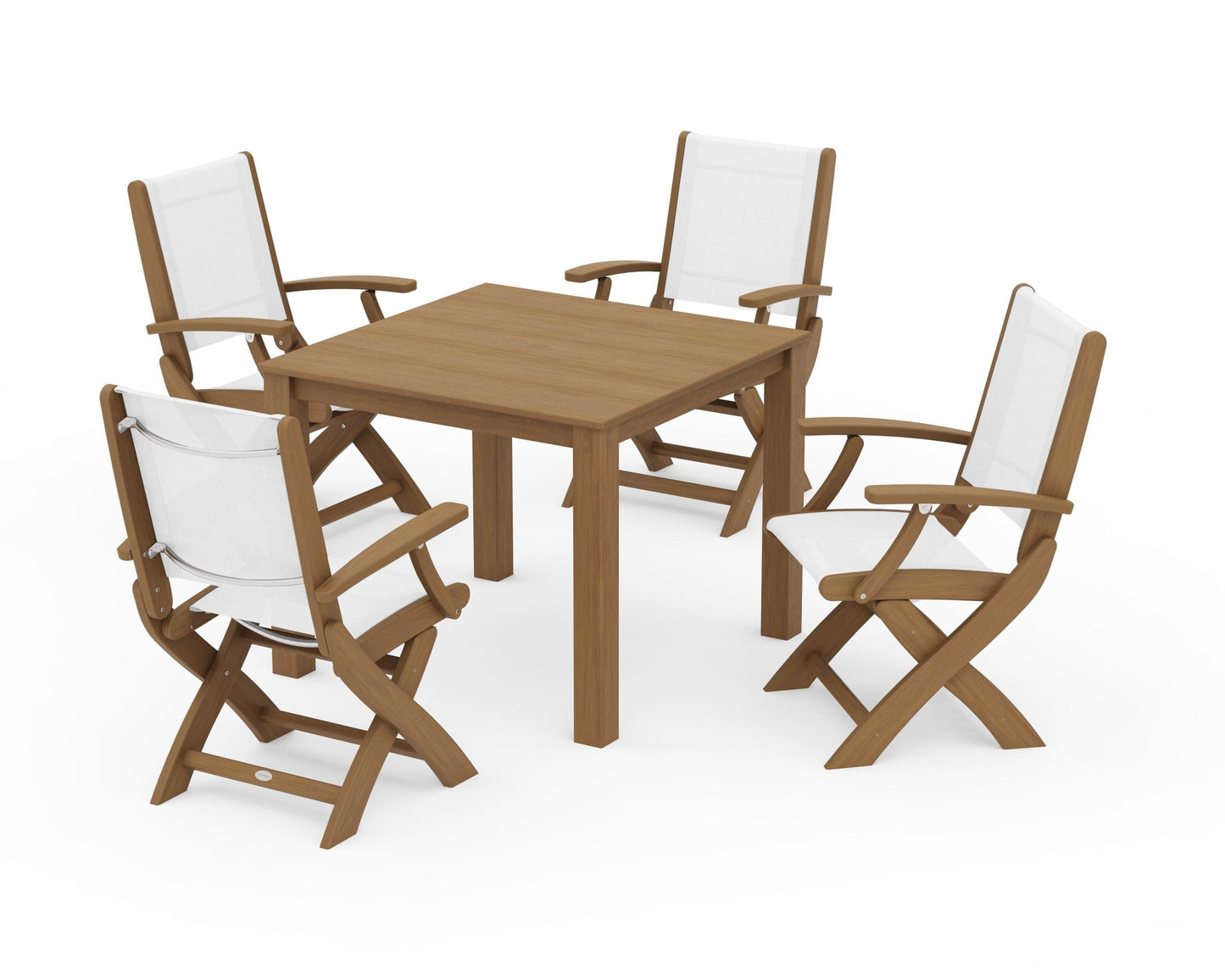 Coastal Folding Chair 5-Piece Parsons Dining Set