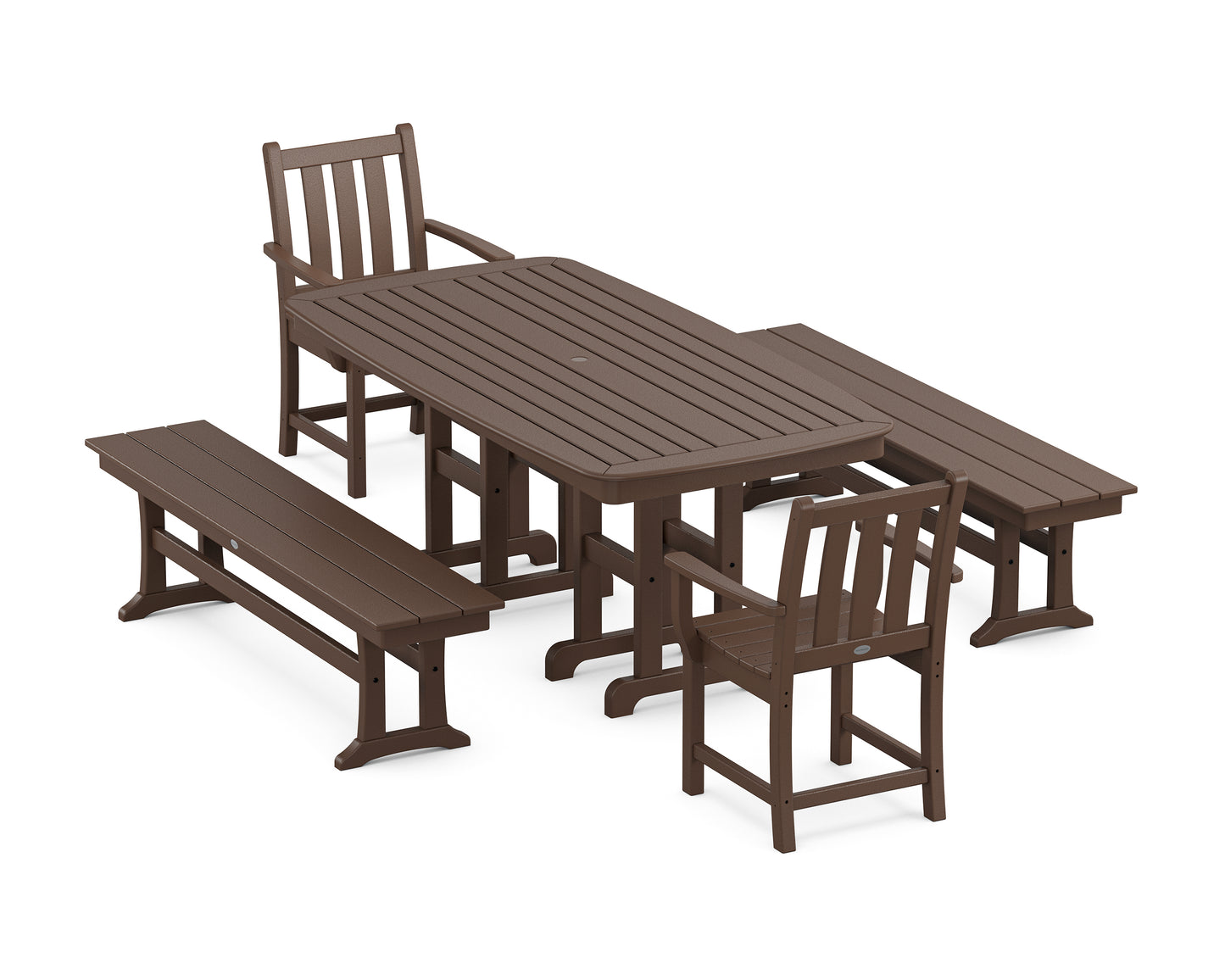 Traditional Garden 5-Piece Dining Set with Benches