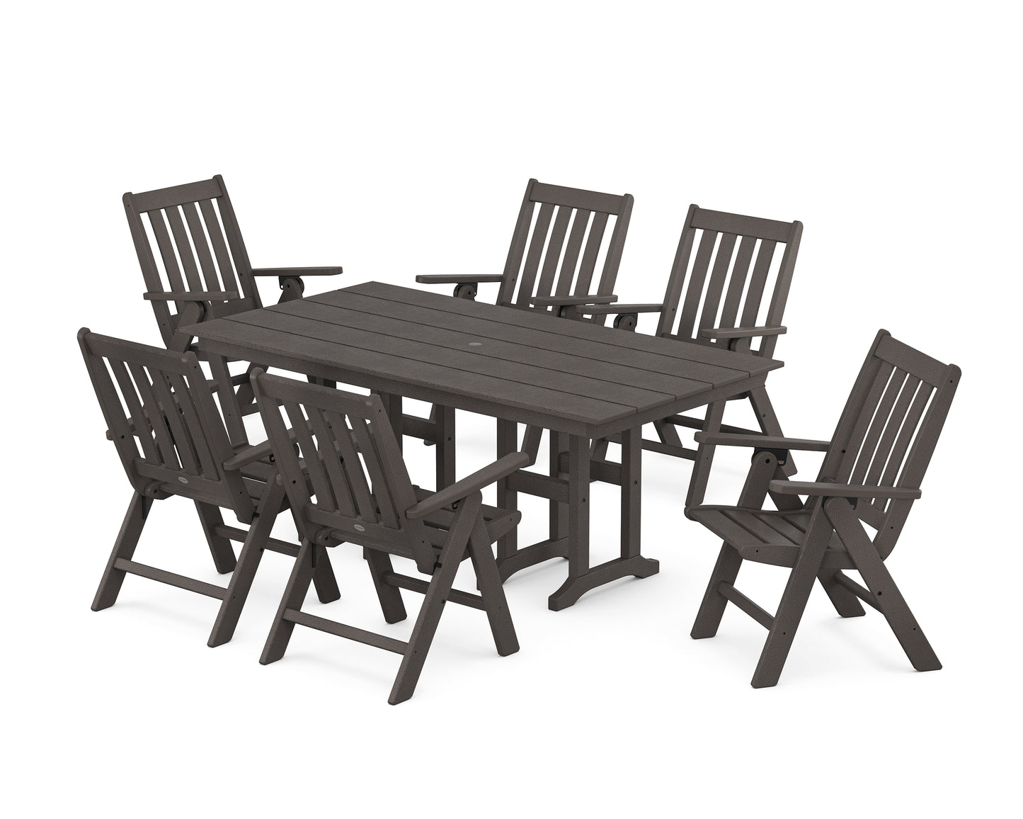 Vineyard Folding Chair 7-Piece Farmhouse Dining Set