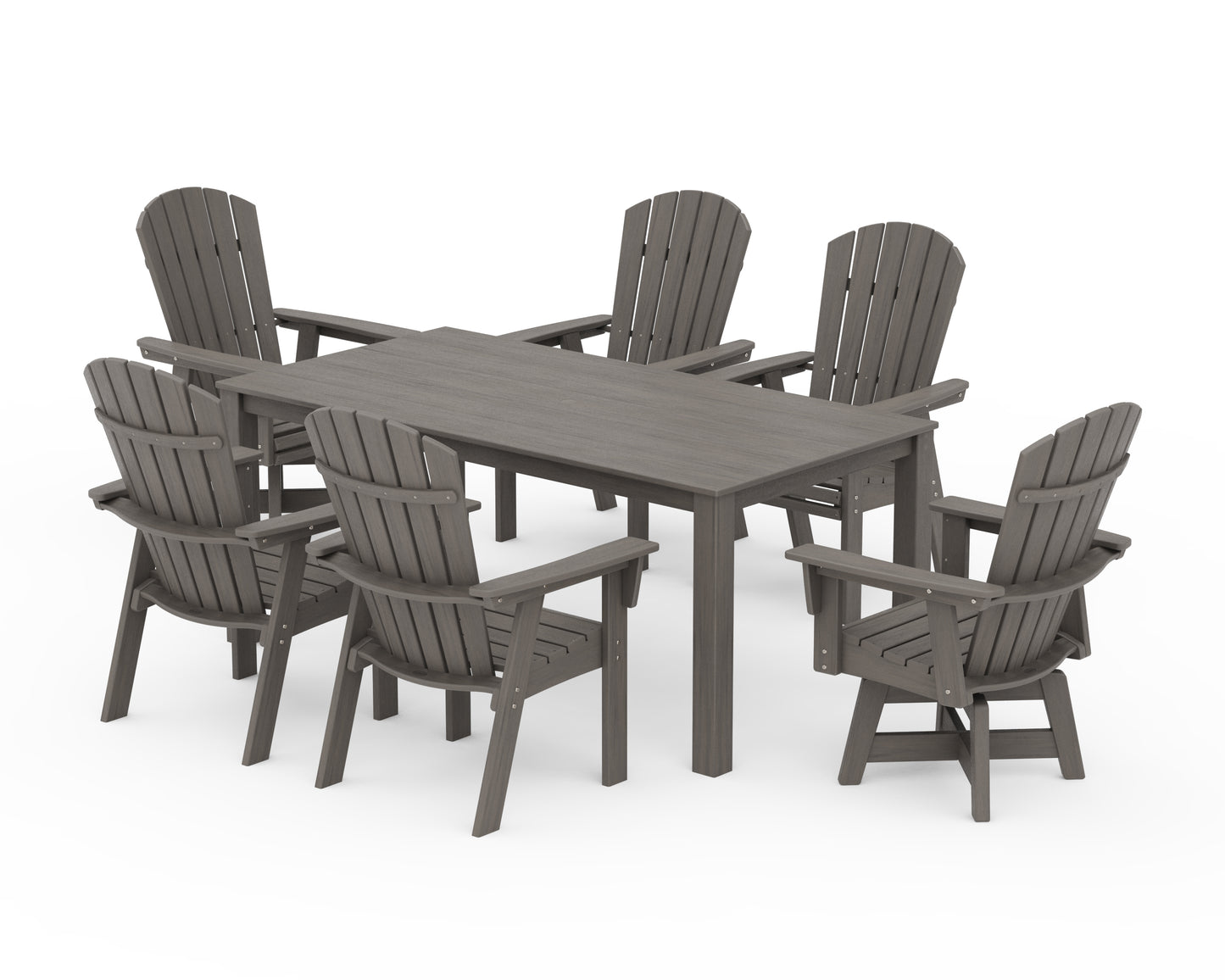 Nautical Curveback Adirondack Swivel 7-Piece Parsons Dining Set