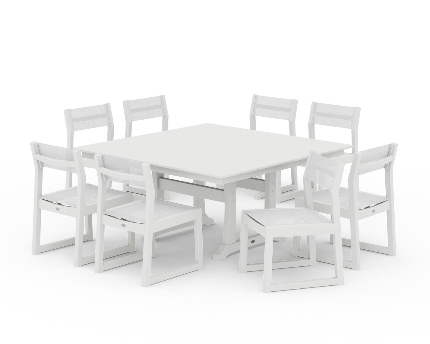 EDGE Sling Side Chair 9-Piece Farmhouse Trestle Dining Set