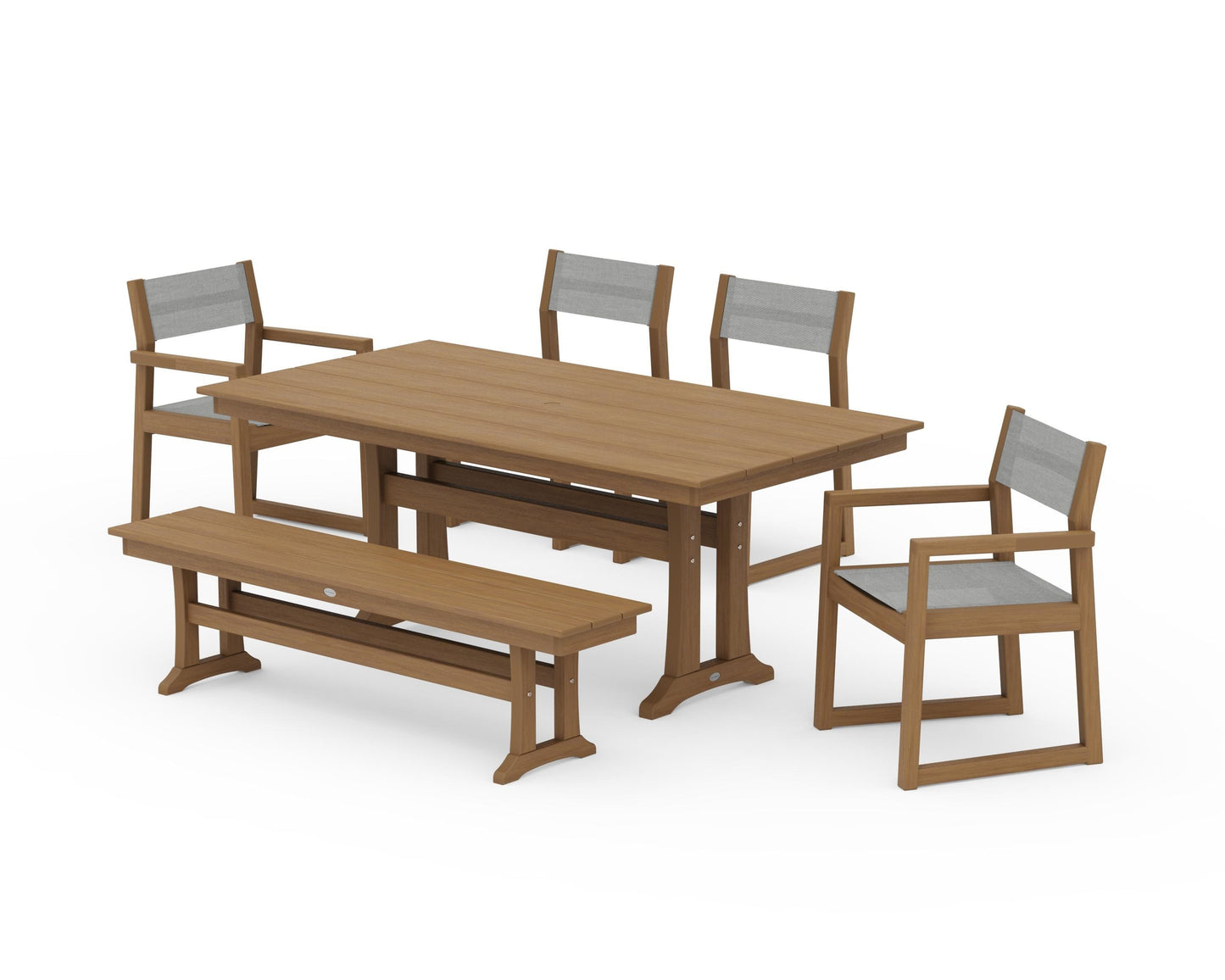 EDGE Sling 6-Piece Farmhouse Dining Set With Trestle Legs