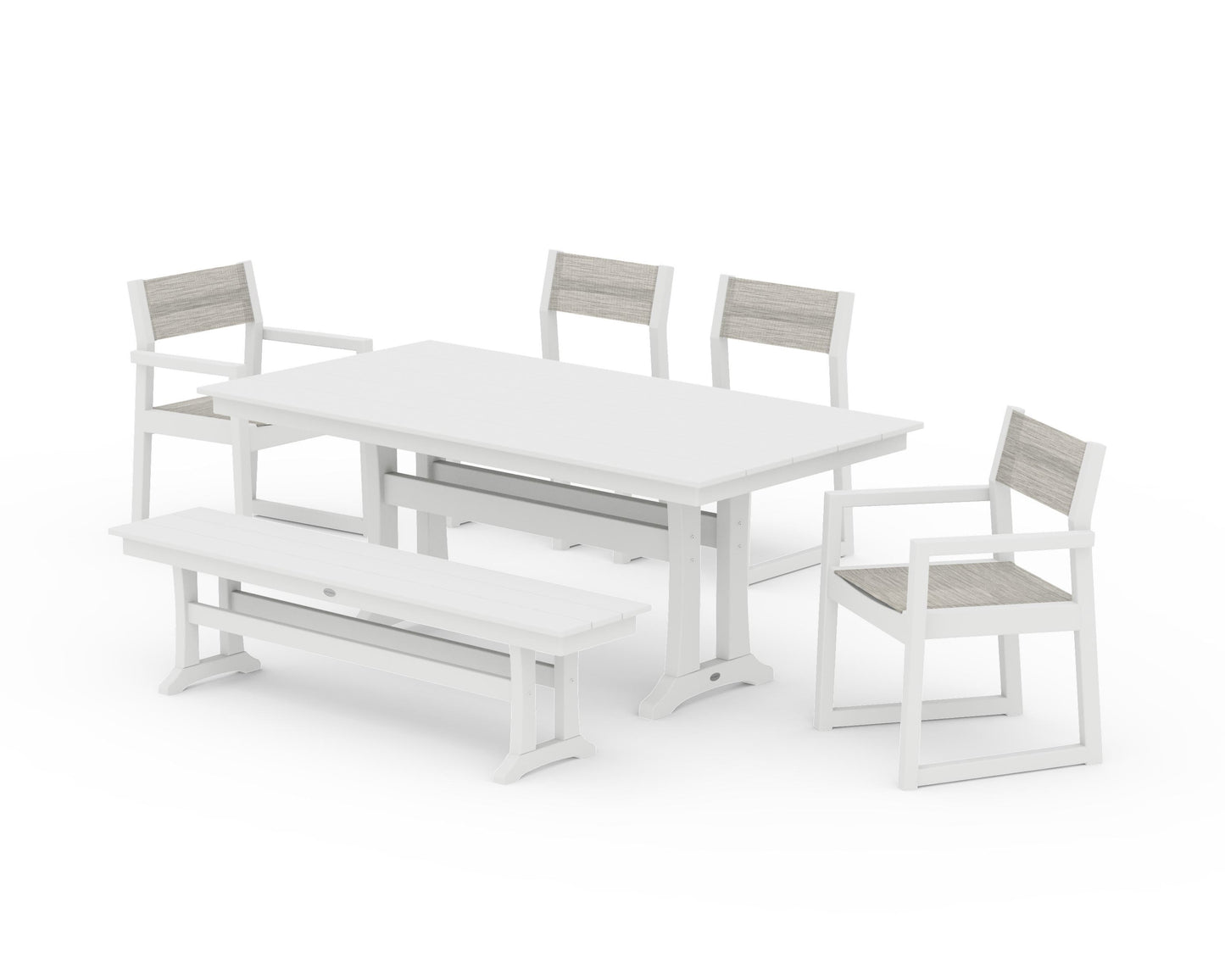 EDGE Sling 6-Piece Farmhouse Dining Set With Trestle Legs