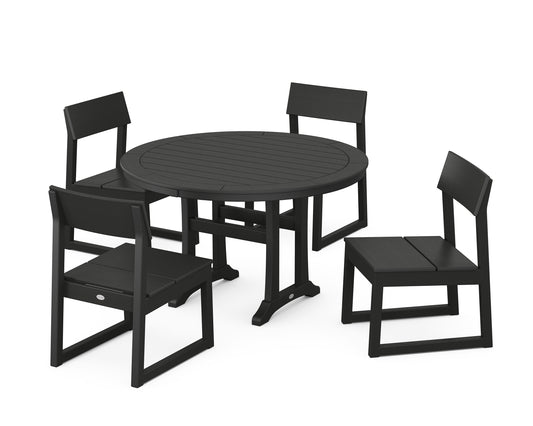 EDGE Side Chair 5-Piece Round Dining Set With Trestle Legs