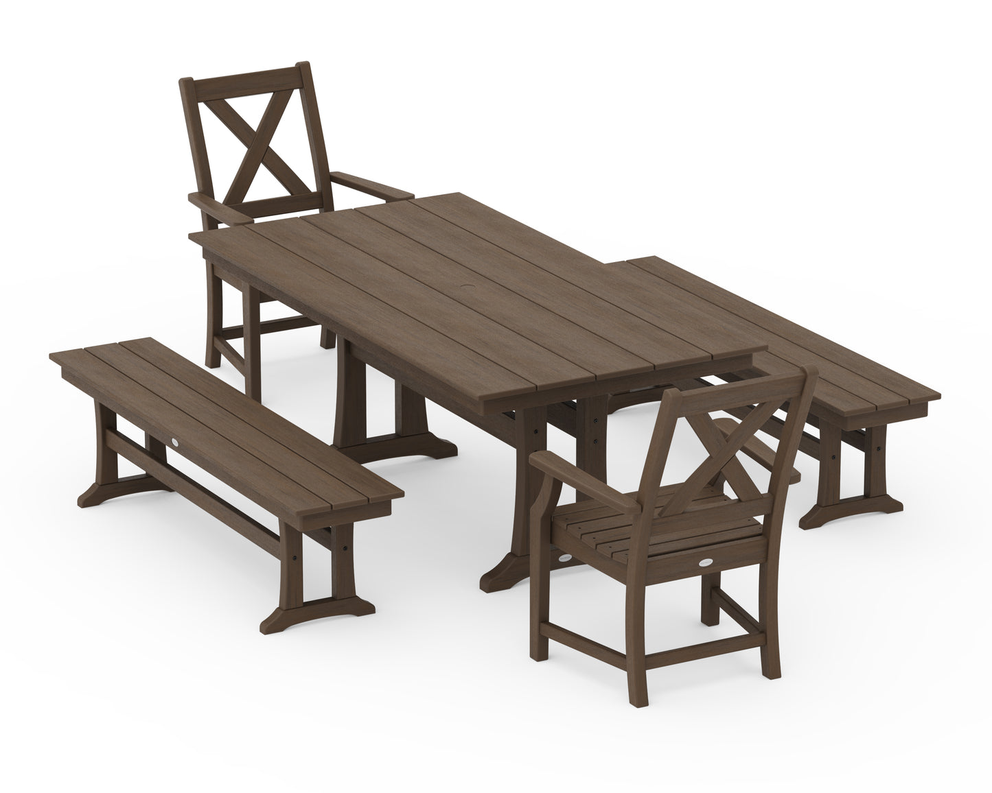 Braxton 5-Piece Farmhouse Dining Set With Trestle Legs