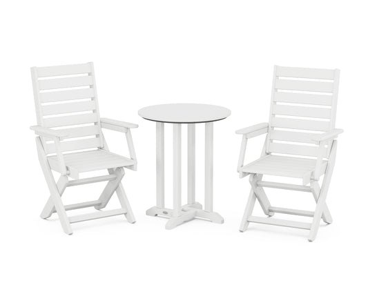 Captain Folding Chair 3-Piece Round Dining Set