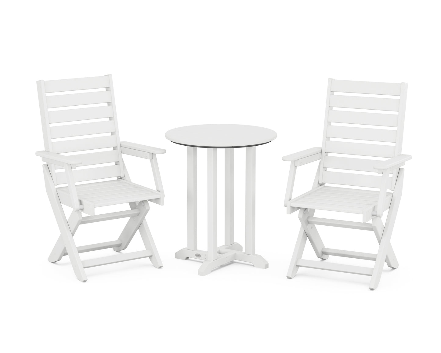 Captain Folding Chair 3-Piece Round Bistro Dining Set