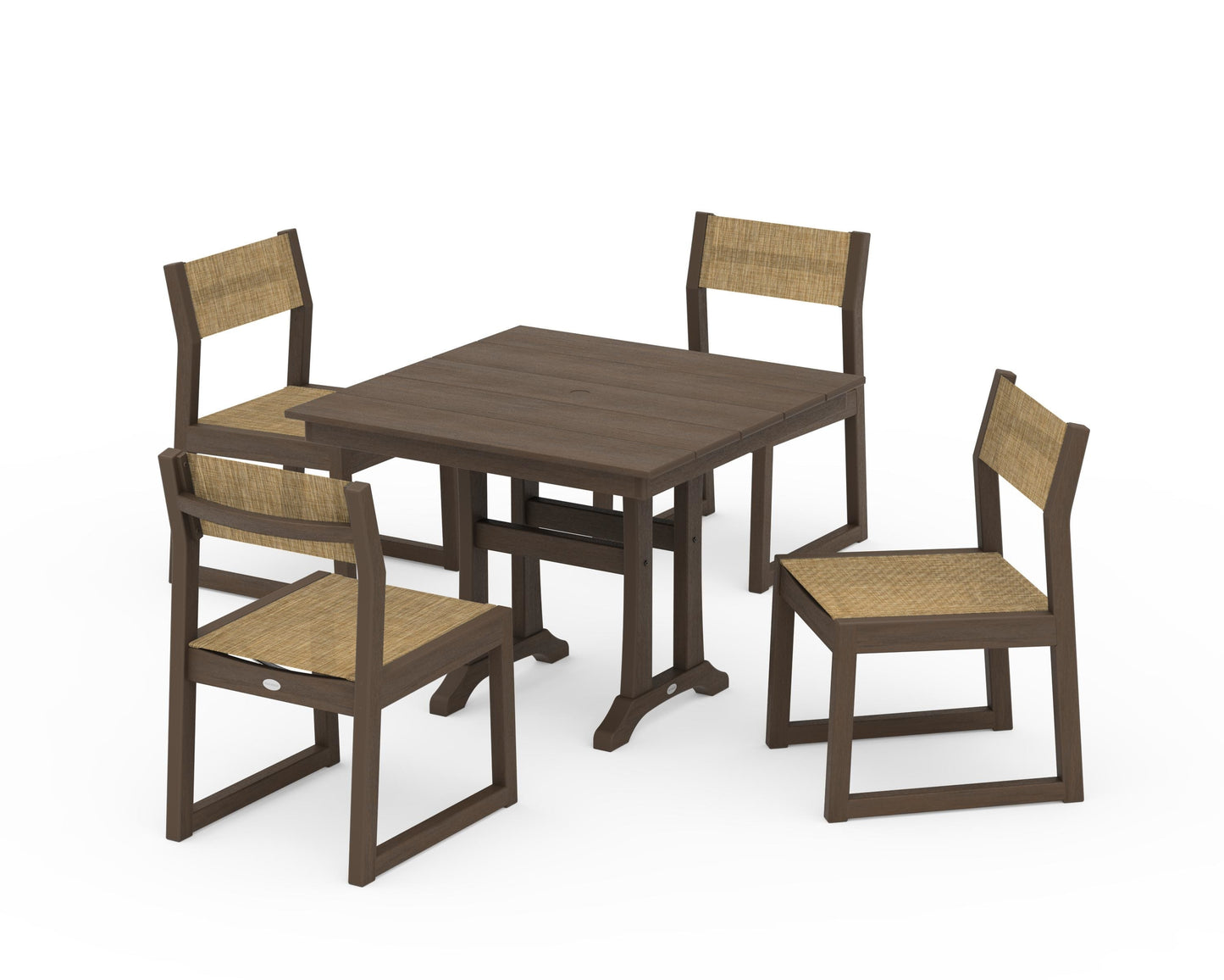 EDGE Sling 5-Piece Farmhouse Trestle Side Chair Dining Set