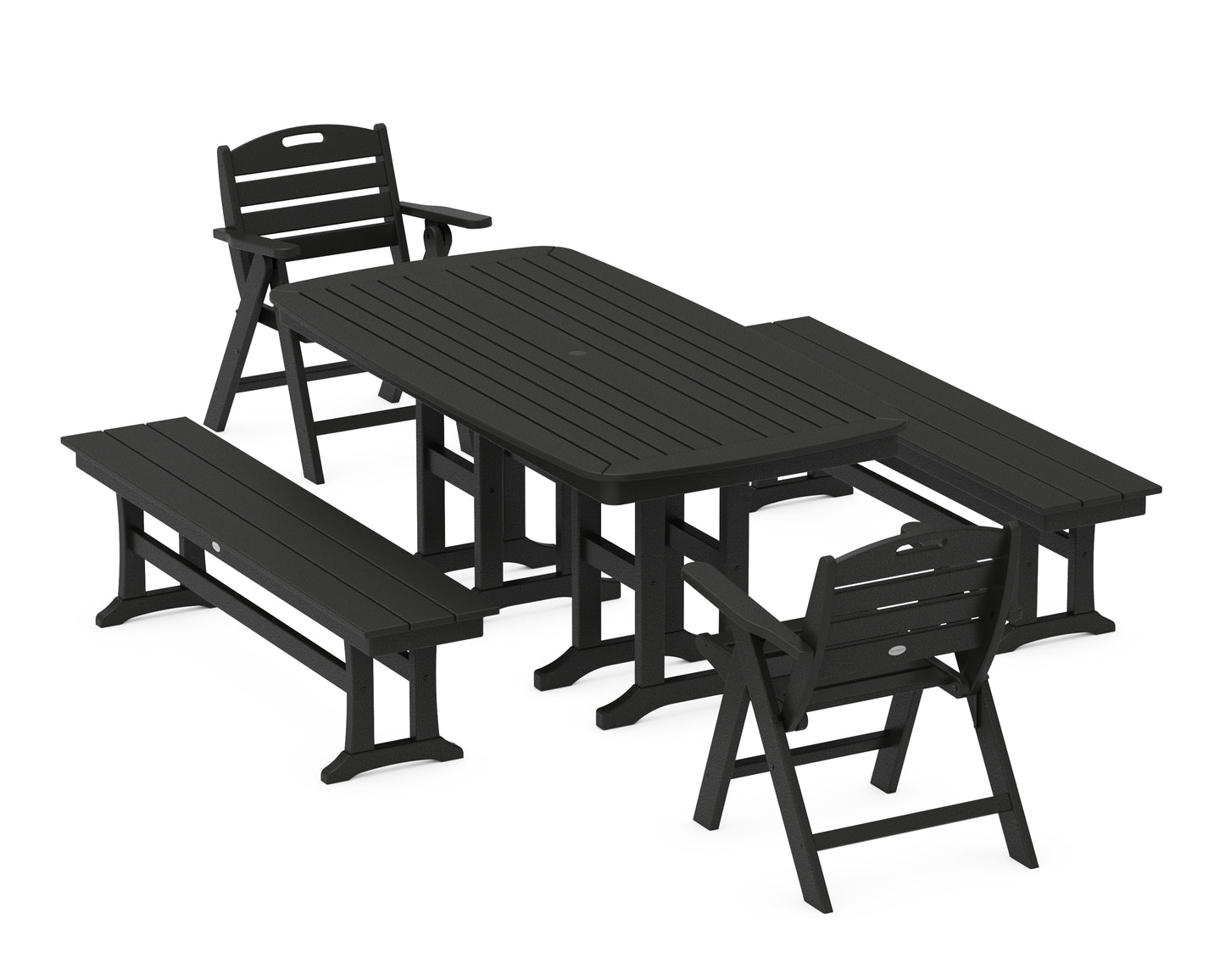 Nautical Lowback 5-Piece Dining Set with Benches