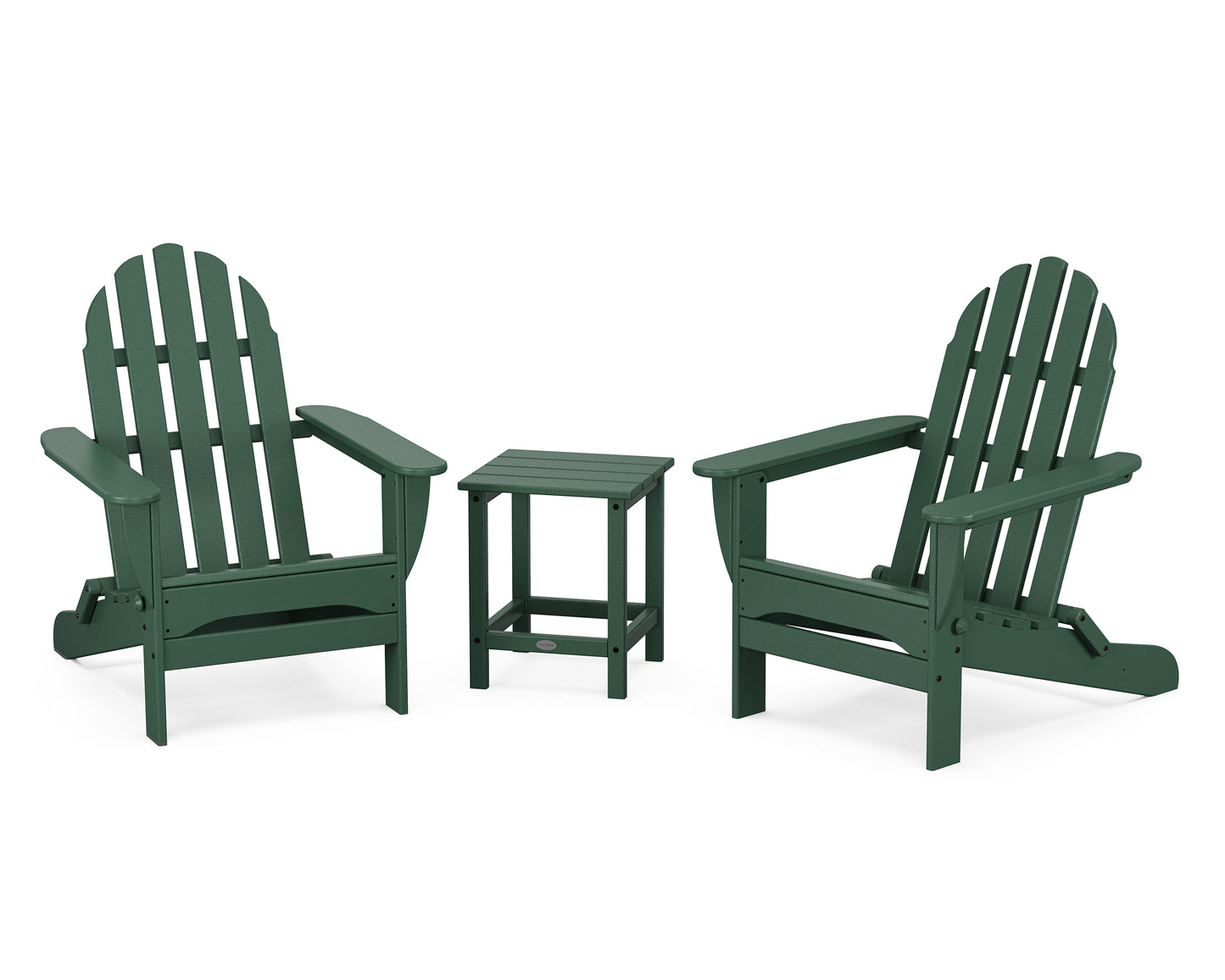 Classic Folding Adirondack 3-Piece Set with Long Island 18" Side Table
