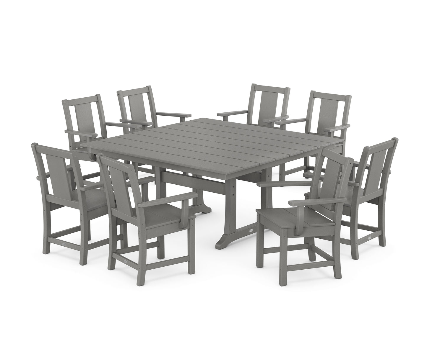 Prairie 9-Piece Square Farmhouse Dining Set with Trestle Legs