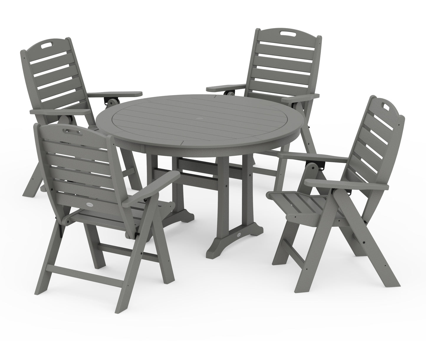 Nautical Highback Chair 5-Piece Round Dining Set with Trestle Legs