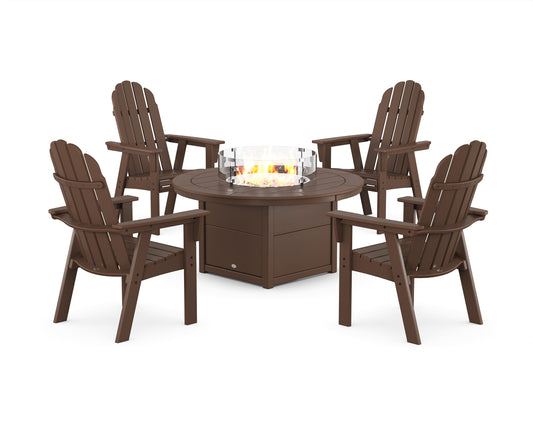 Vineyard 4-Piece Curveback Upright Adirondack Conversation Set with Fire Pit Table