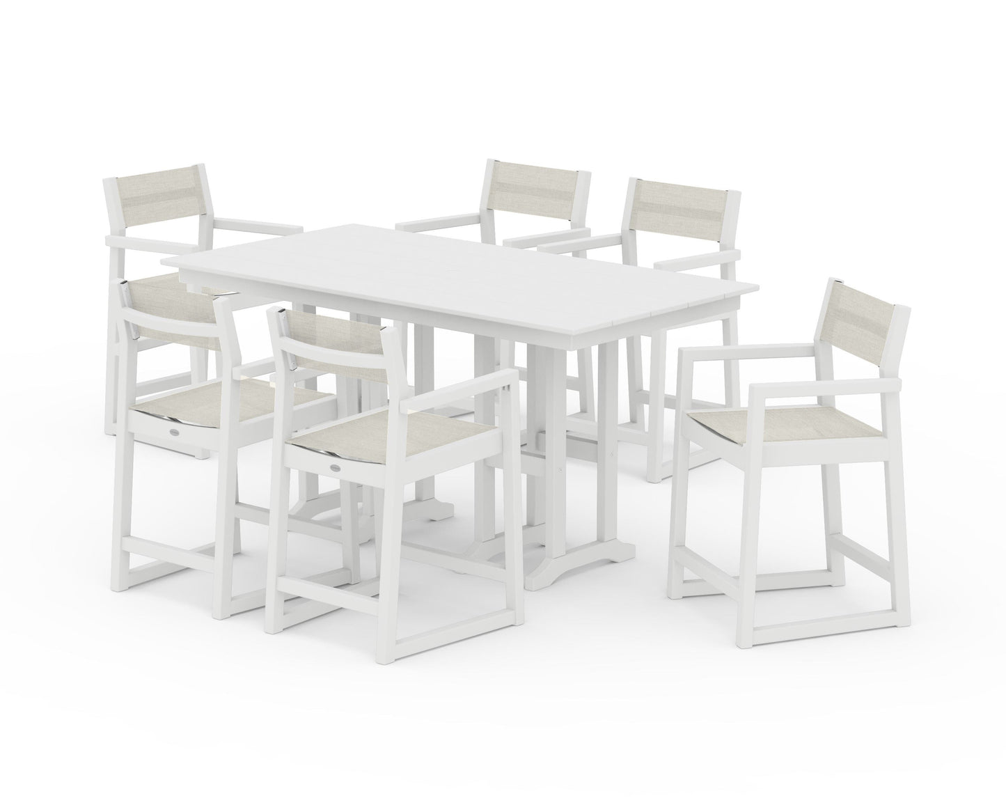 EDGE Sling Arm Chair 7-Piece Farmhouse Counter Set