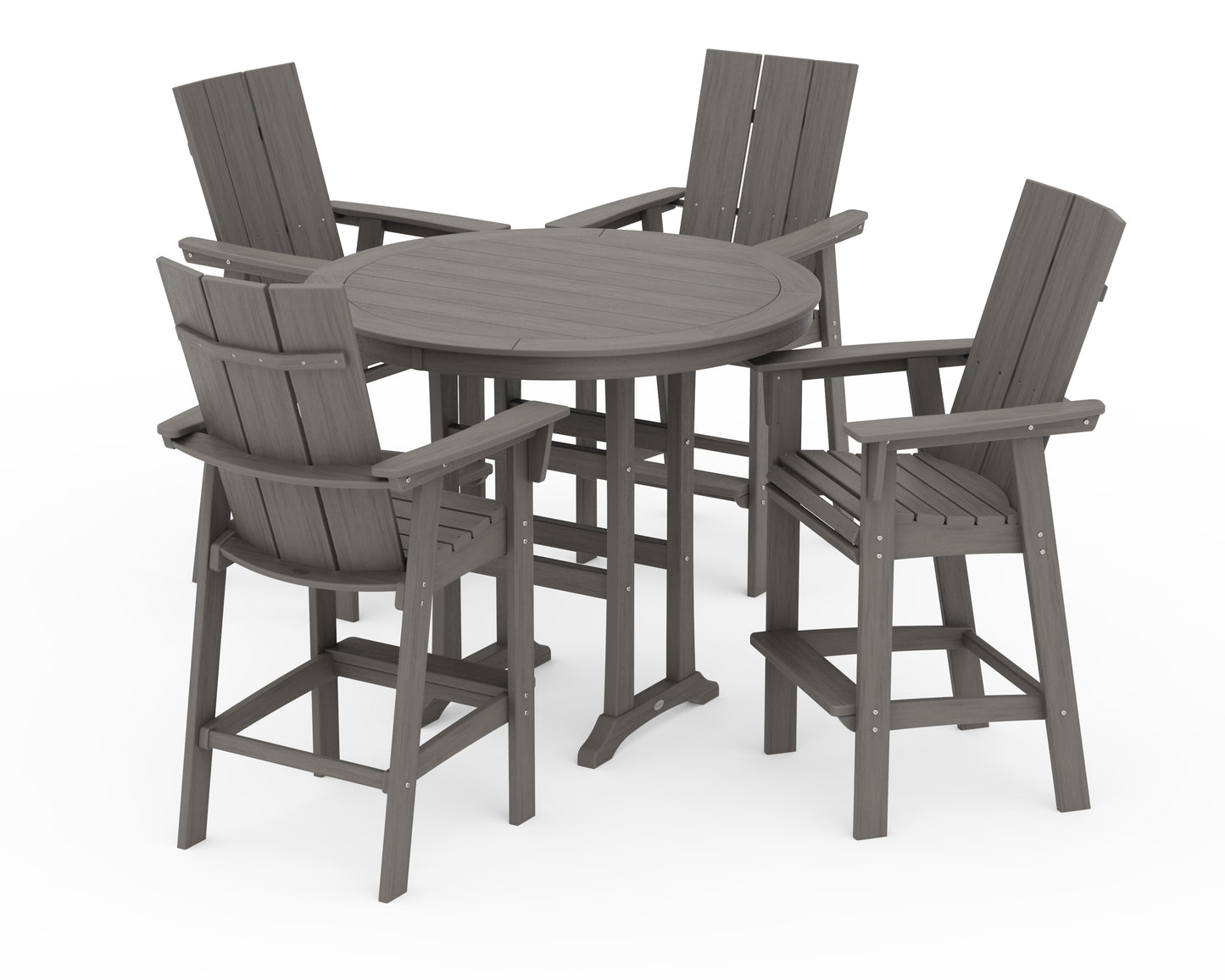 Modern Curveback Adirondack 5-Piece Nautical Trestle Bar Set