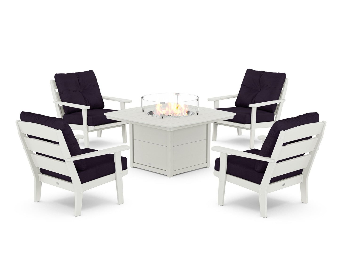 Lakeside 5-Piece Deep Seating Set with Nautical Fire Pit Table
