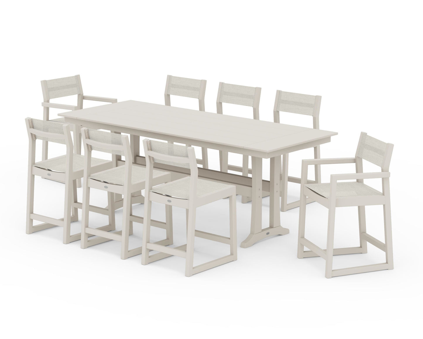 EDGE Sling 9-Piece Farmhouse Counter Set with Trestle Legs