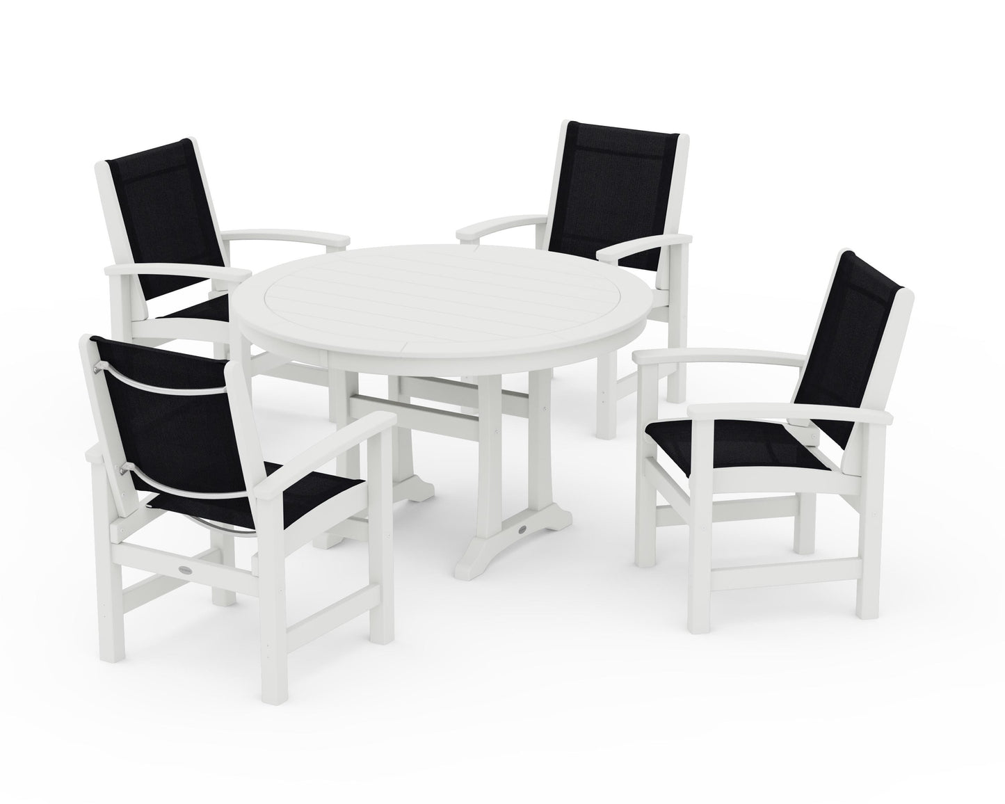 Coastal 5-Piece Round Dining Set with Trestle Legs