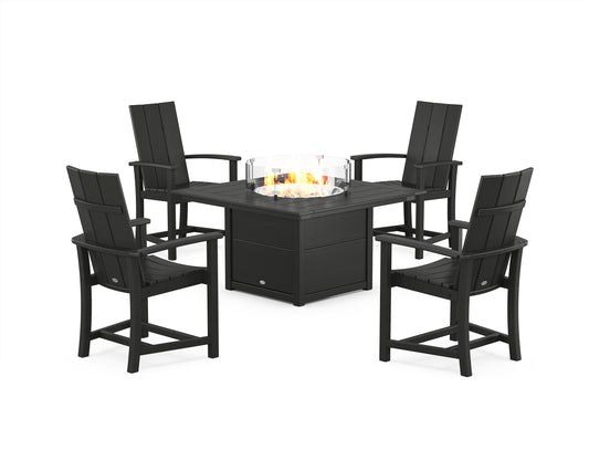 Modern 4-Piece Upright Adirondack Conversation Set with Fire Pit Table