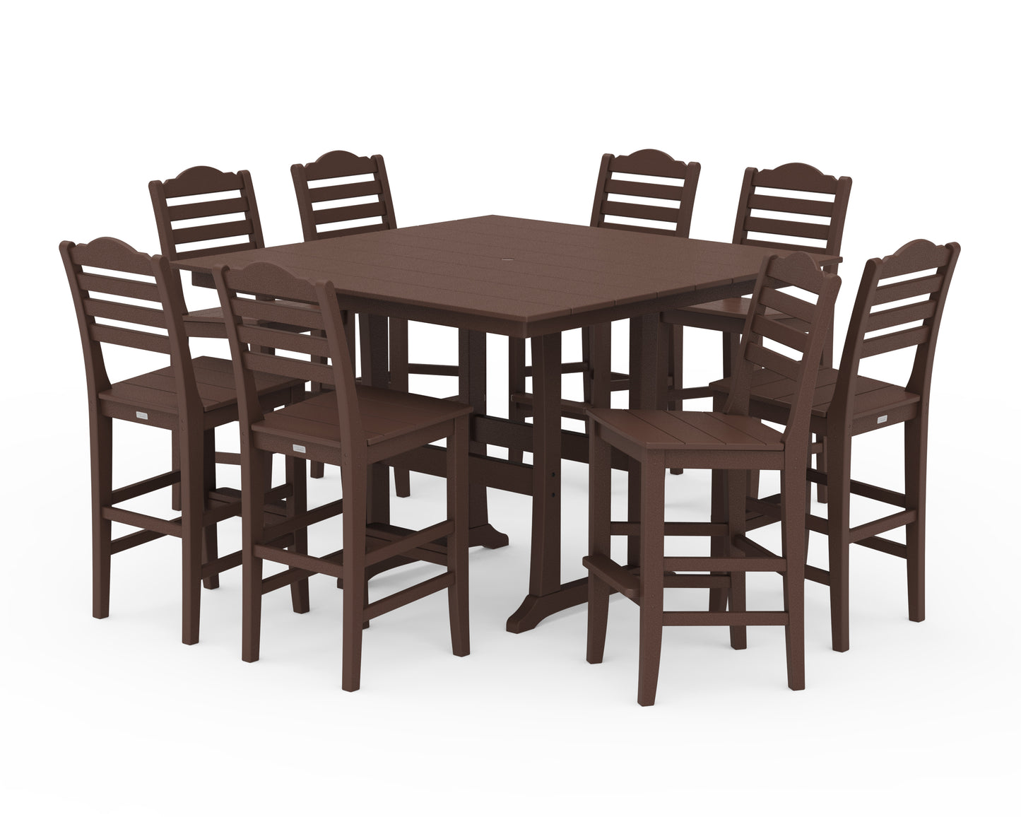 Savannah Side Chair 9-Piece Square Farmhouse Bar Set with Trestle Legs