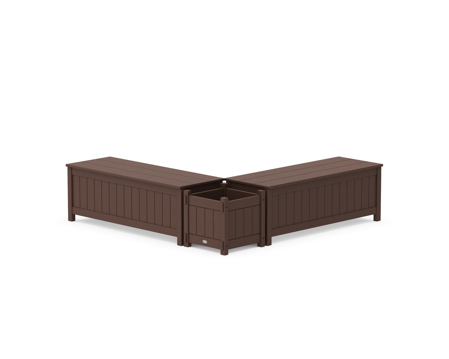 48" Vineyard L- Shaped Planter Storage Bench Set
