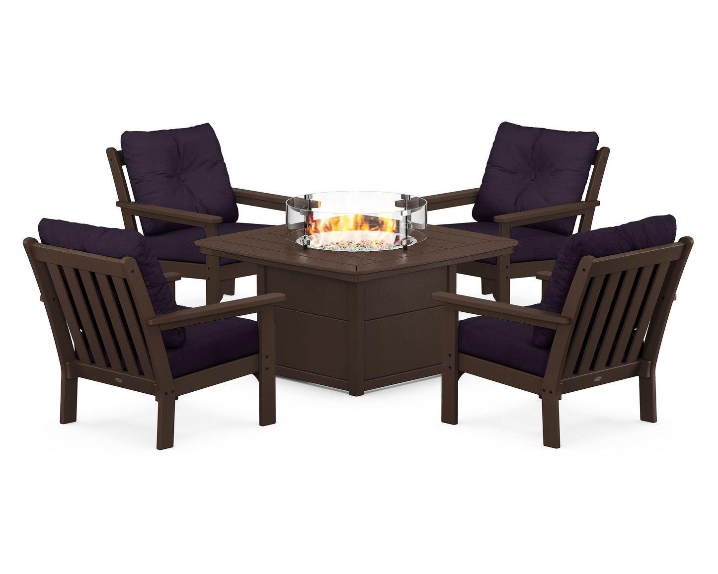 Vineyard 5-Piece Conversation Set with Fire Pit Table