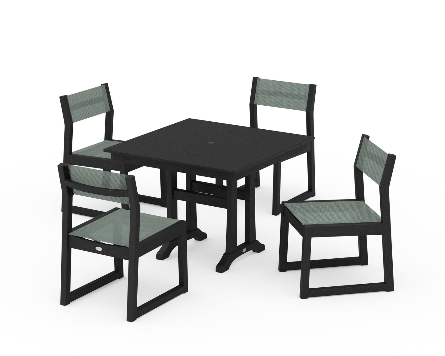 EDGE Sling 5-Piece Farmhouse Trestle Side Chair Dining Set