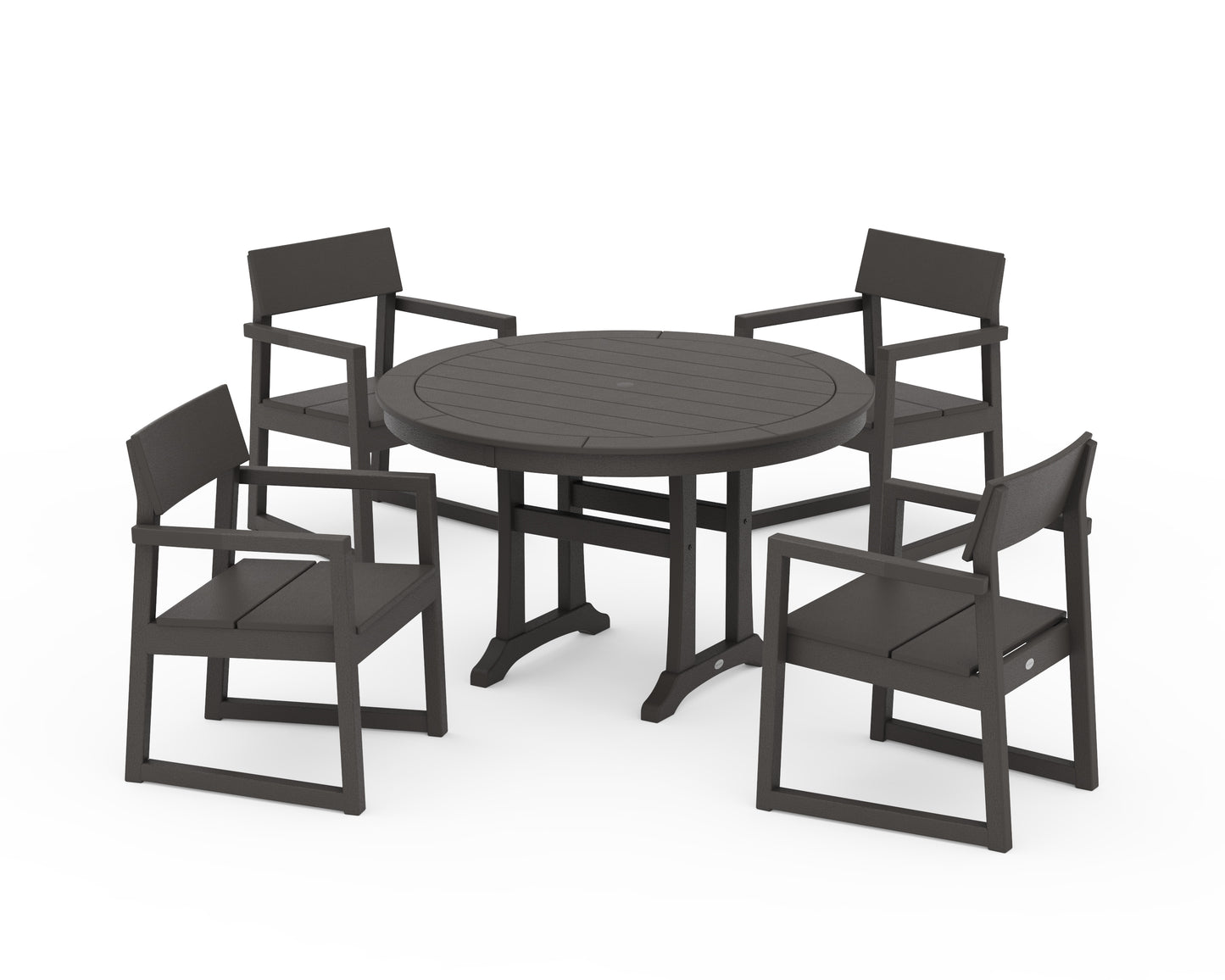 EDGE 5-Piece Round Dining Set with Trestle Legs