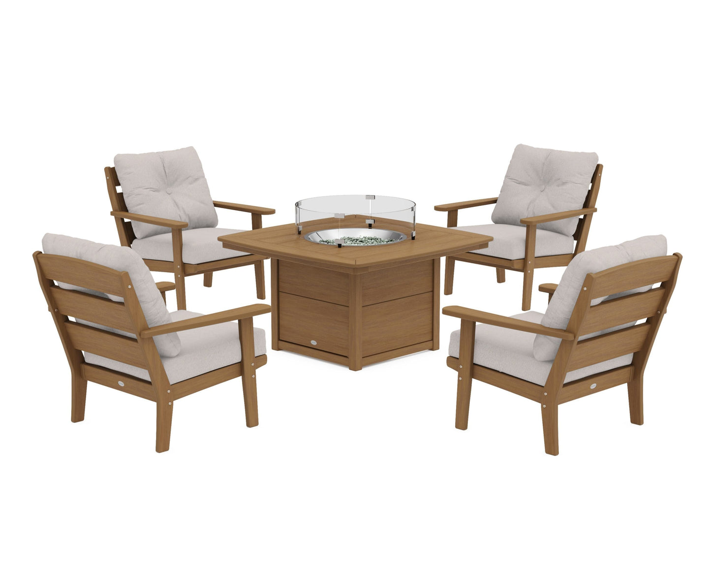 Lakeside 5-Piece Deep Seating Set with Nautical Fire Pit Table