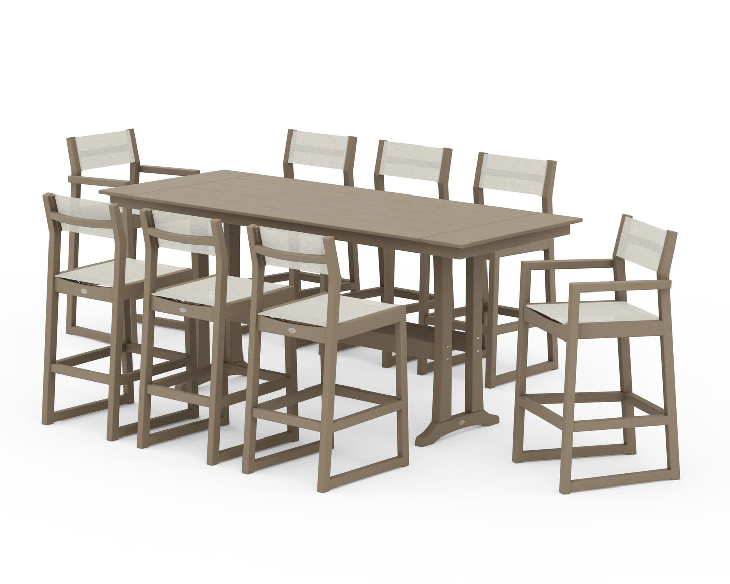 EDGE Sling 9-Piece Farmhouse Bar Set with Trestle Legs